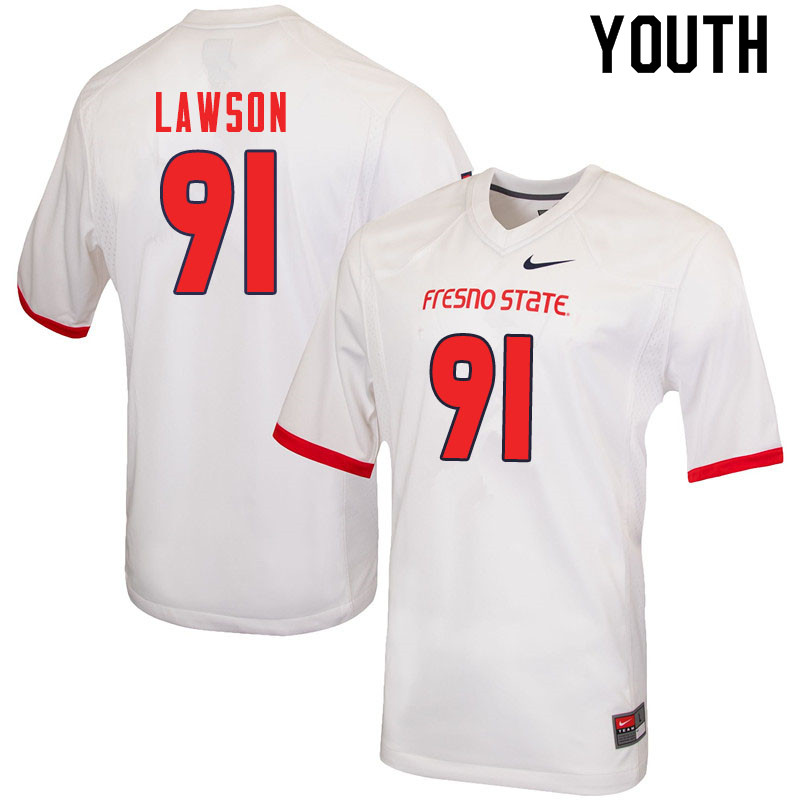 Youth #91 Matt Lawson Fresno State Bulldogs College Football Jerseys Sale-White